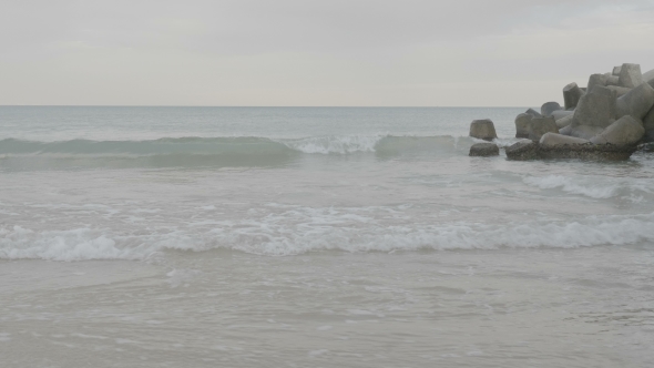 Sea Waves Splashing on the Rocks