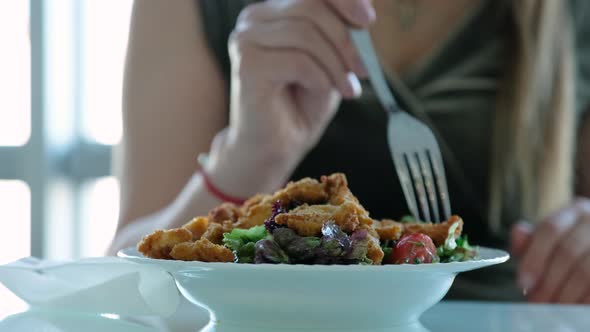 Beautiful Woman Eating Food