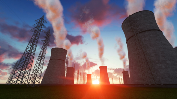 Electrical Power Station at Sunset alt
