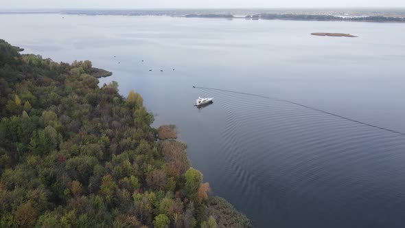 Aerial View of the Dnipro River - the Main River of Ukraine