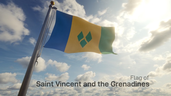 Saint Vincent and the Grenadines Flag on a Flagpole