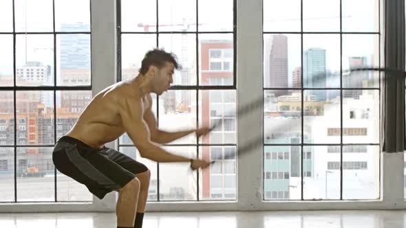 Athletic Male Workout Crossfit Slow-Motion