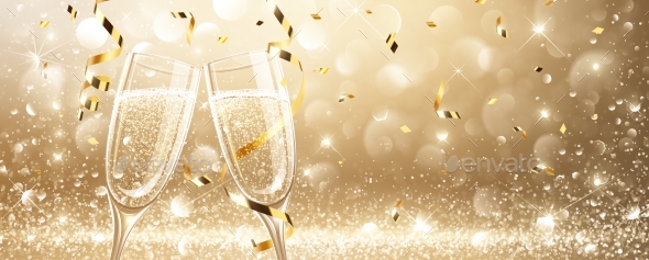 Glasses of Champagne with Confetti