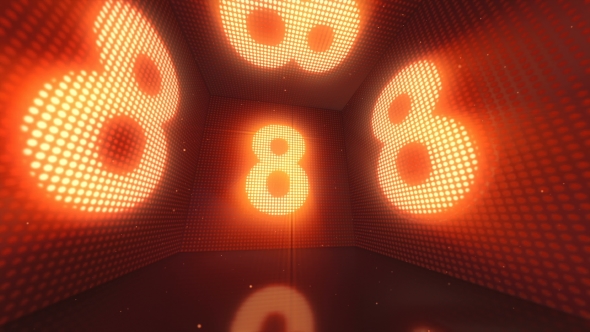 Countdown with Explosion in an Abstract Cube of LEDs