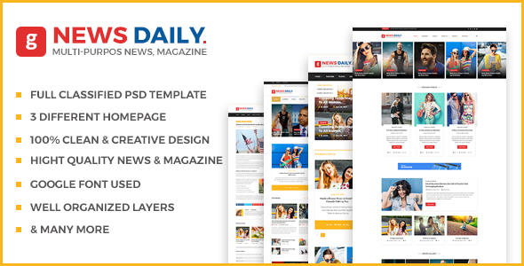 News Daily - Multipurpose Blog PSD Template