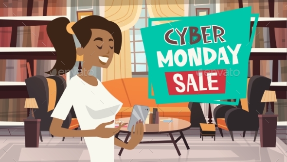 Cyber Monday Sale Message From Girl Using Cell