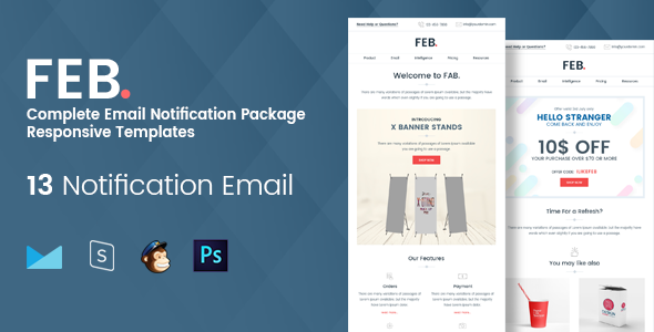 Feb - Complete Email Notification Responsive Templates