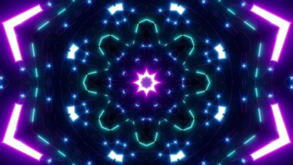 Neon Light Beam Kaleidoscope Background Loop 4K 03