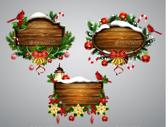 Vector Wooden Christmas Board