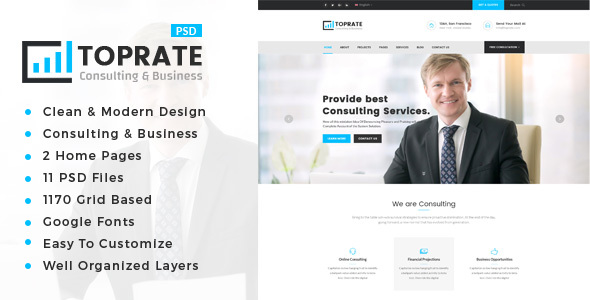 TopRate : Consulting Business PSD Template – 0 Sold!