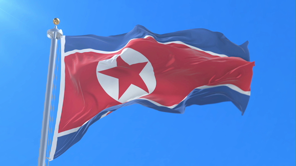 Flag of North Korea Waving