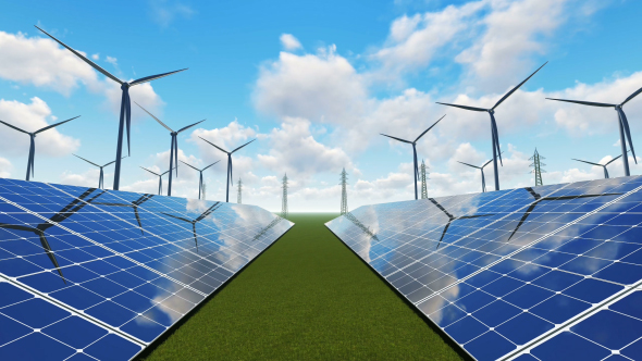 Solar Panels and Wind Turbines Background alt