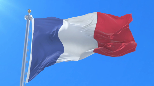 French Flag Waving at Wind