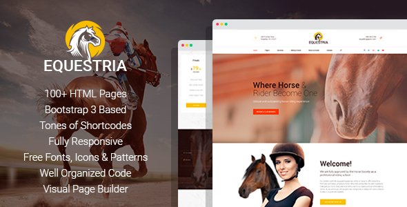 Equestria - Horse Club HTML Template with Page Builder