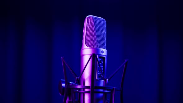 Microphone Closeup Mic with Blue Neon Light