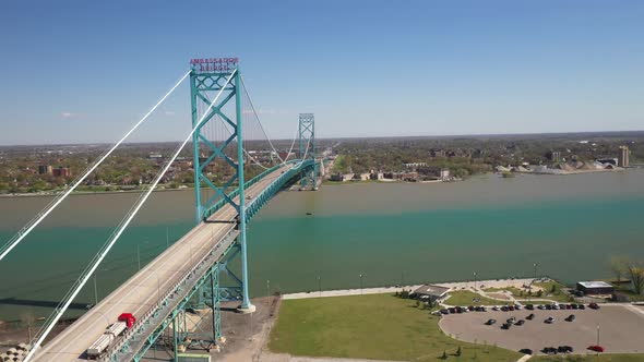 Ambassador Bridge connecting Detroit, Michigan in the United States of America and Windsor, Ontario