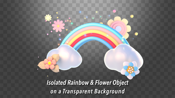 Isolated Rainbow and Flower Object