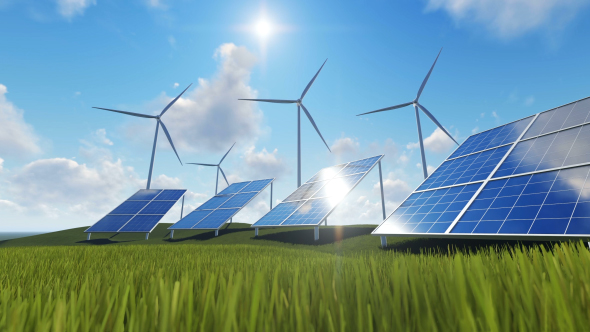 Solar Energy Panels and Wind Turbines alt