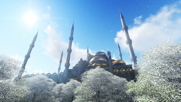 Snowy Mosque and Sun alt