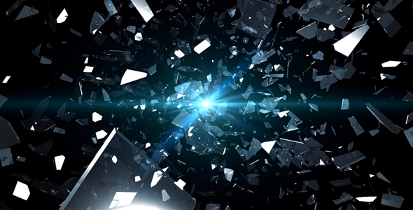 Flying Pieces of Shattered Glass