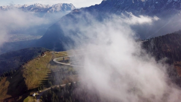 Flight Over Rossfeld Mountain Panoramic Road, Berchtesgaden, Germany