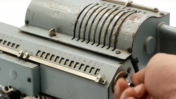 Old Soviet Mechanical Calculator Adding Machine 