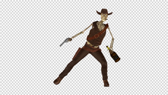 Funny Skeleton - Dancing Cowboy - I - Transparent Loop