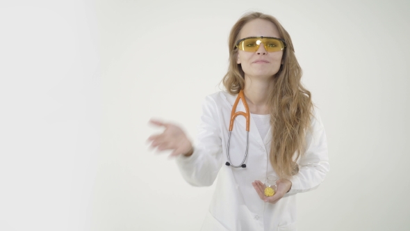 Happy Woman Doctor with Stethoscope Sending an Air Kiss