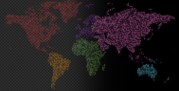 Colorful Dot Matrix World Map