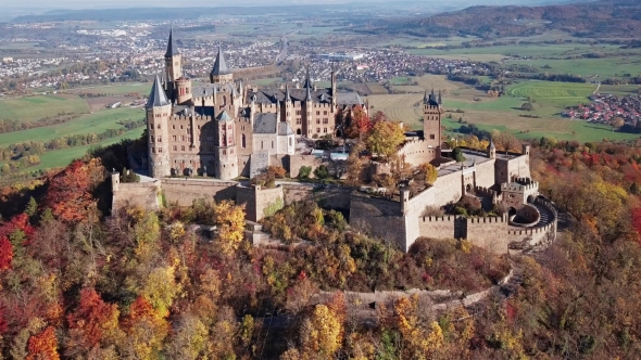 Flight Around Hohenzollern Castle, Germany