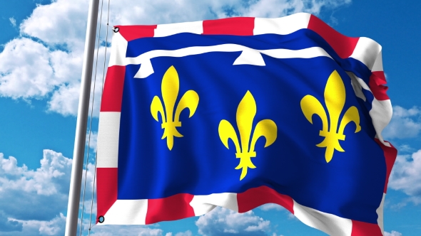 Waving Flag of Centre-Val De Loire a Region of France