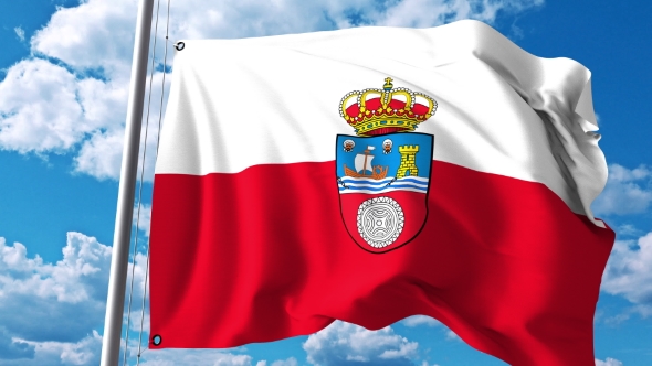 Waving Flag of Cantabria an Autonomous Community in Spain