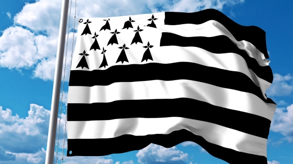 Waving Flag of Brittany a Region of France