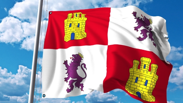 Waving Flag of Castile and Leon an Autonomous Community in Spain