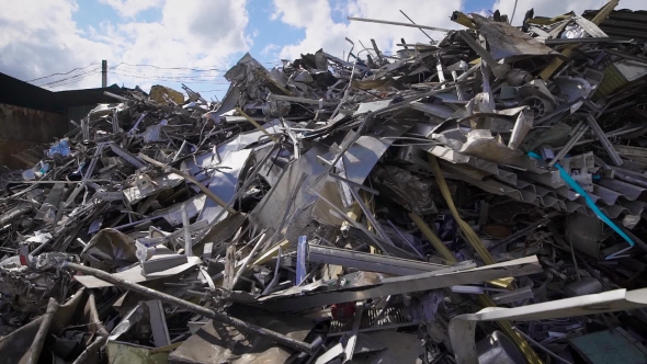 Pile of Recycled Old Metal Lying in a Dump