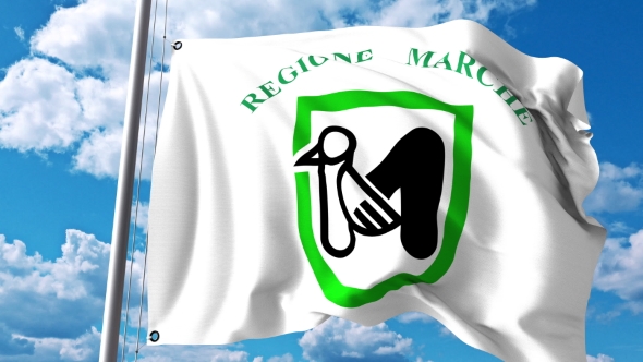 Waving Flag of Marche a Region of Italy