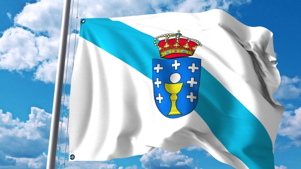 Waving Flag of Galicia an Autonomous Community in Spain alt