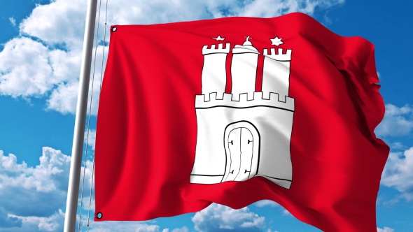 Waving Flag of Hamburg a City and a State of Germany alt