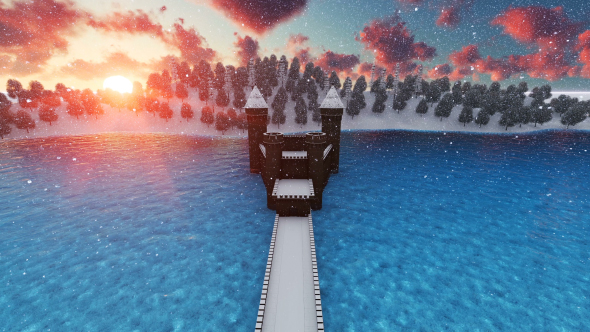 View of Castle in Snowy Weather alt