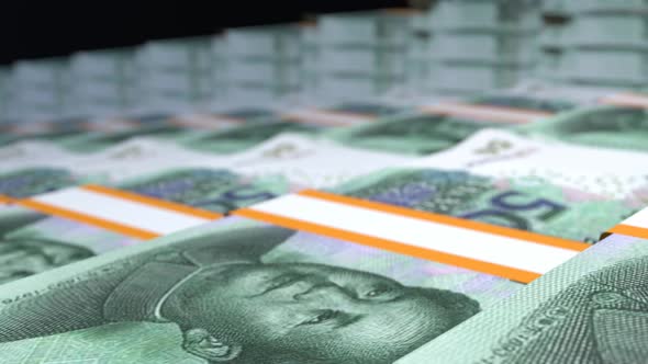 Many wads of money. 50 Chinese Yuan banknotes. Stacks of money. alt