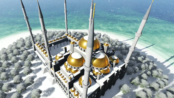Top View of the Snowy Mosque alt