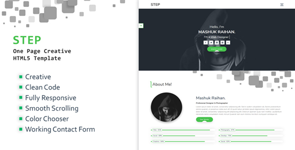 Step - One Page Creative Portfolio Template