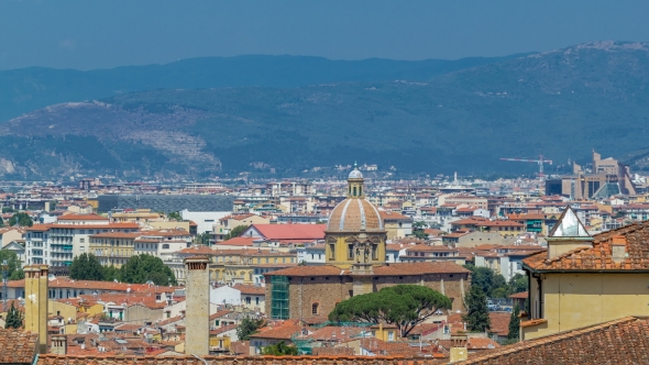 Beautiful Landscape Above , Panorama on Historical View of the Florence From Boboli Gardens Giardino