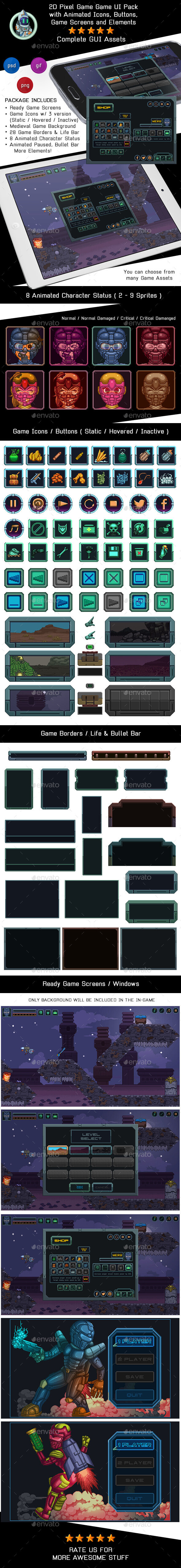 Pixel UI Game Assets from GraphicRiver