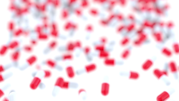 Falling Red and White Drug Capsules or Pills alt