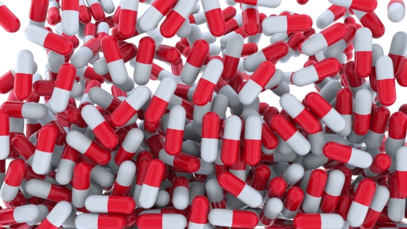 Falling Multiple Drug Capsules or Pills