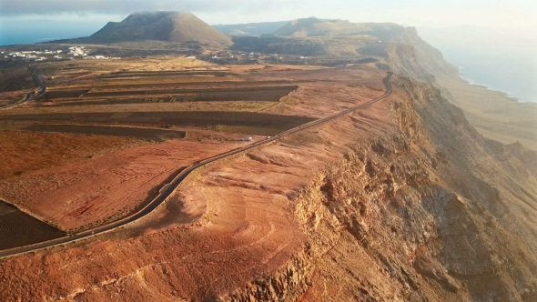 Flying Near Mirador Del Rio Viewpoint, Lanzarote, Canary Islands, Spain