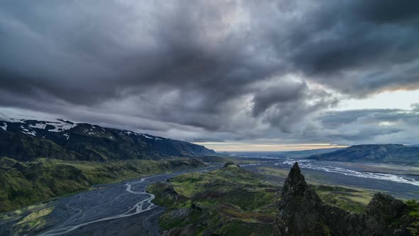 Evening Sky over Iceland Mountains Landscape