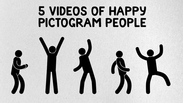 5 Happy Joyful Pictogram People