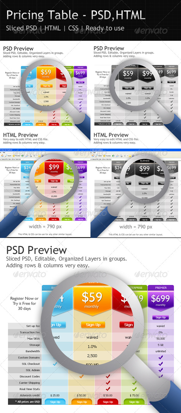 Pricing Table - PSD - HTML - CSS